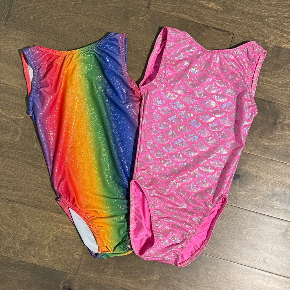 Gymnastics Leotard, Pink Mermaid, Rainbow Shimmer